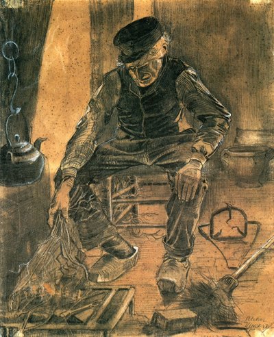 Alter Mann am Kamin von Vincent van Gogh